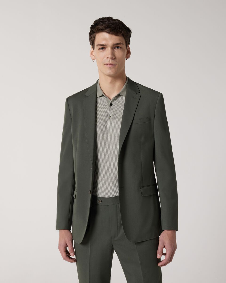 Wool Blend Soft Tailored Jacket, Khaki, hi-res